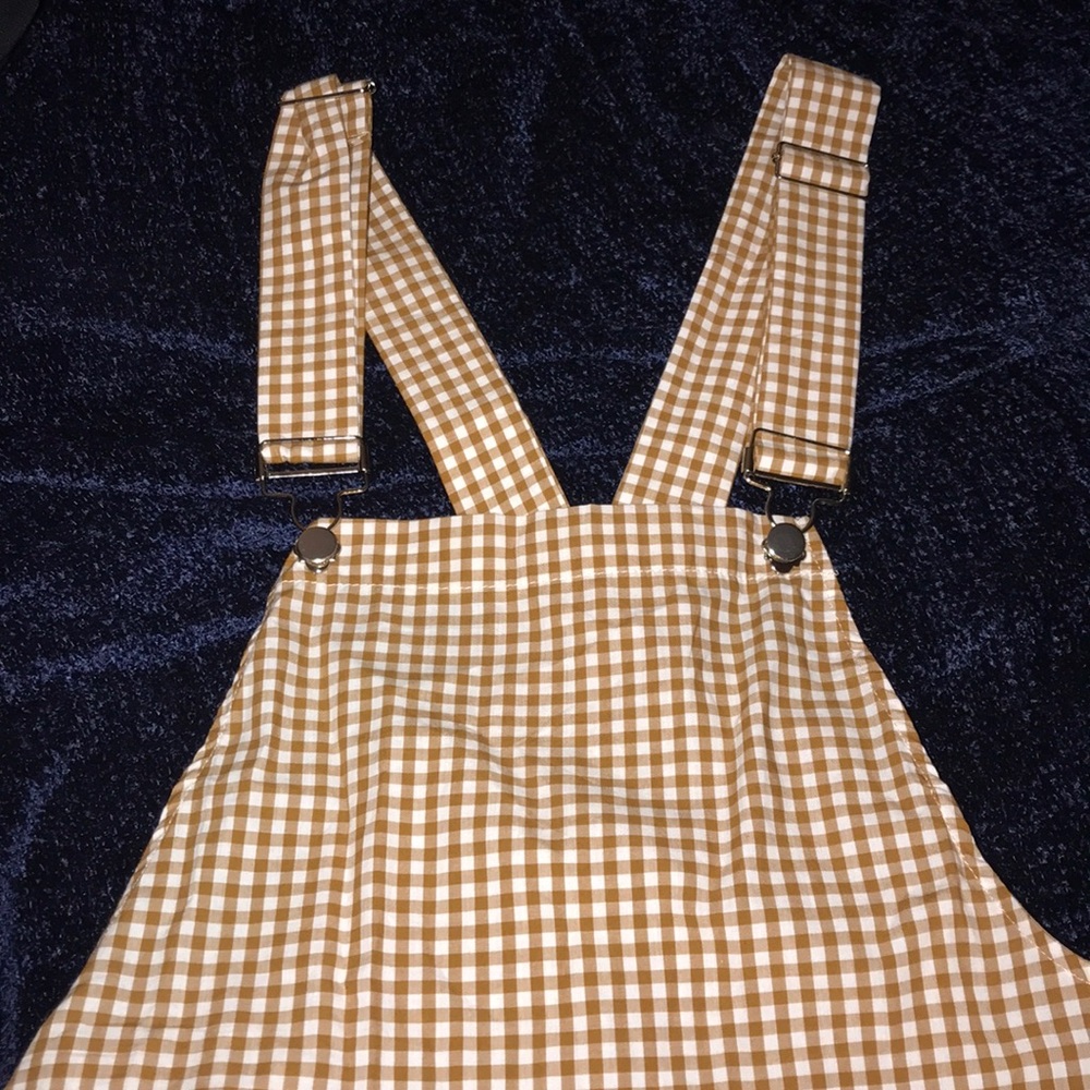 Yellow/White checker over-all dress